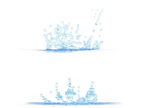 Zwei Seitenansichten Schöner Wasserspritzer Illustration Mockup Isoliert Auf Weiß Für — Stockfoto