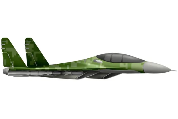 Vechter Interceptor Vliegen Met Pixel Zomer Camouflage Geïsoleerde Object Een — Stockfoto