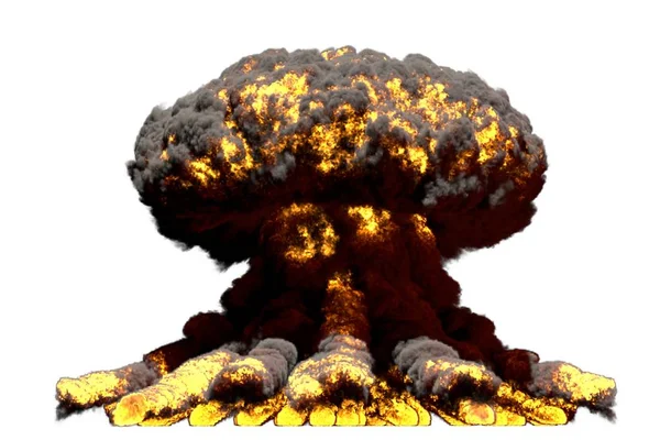 Large Fire Mushroom Cloud Explosion Smoke Flames Looks Super Bomb — Stock Photo, Image