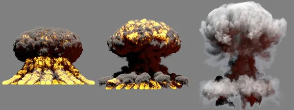 Больших Различных Фазы Пожара Гриб Облако Взрыва Ядерной Бомбы Дымом — стоковое фото