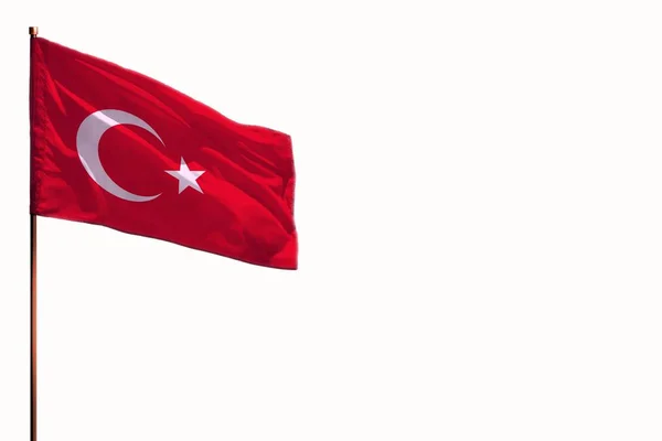 Turkije Vlag Wapperen Geïsoleerd Mockup Met Plek Voor Tekst Witte — Stockfoto