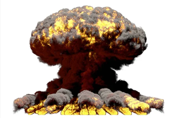 Huge Fire Mushroom Cloud Explosion Smoke Flames Looks Hydrogen Bomb — Stock Photo, Image