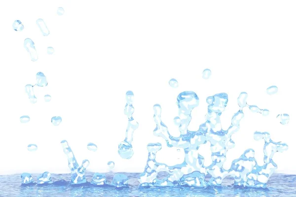 凉水飞溅与水滴模型查出在白色 创造性例证 — 图库照片