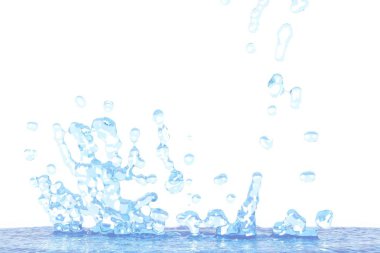 güzel su sıçrama ile damla mockup beyaz - 3d illüstrasyon, yaratıcı illüstrasyon izole