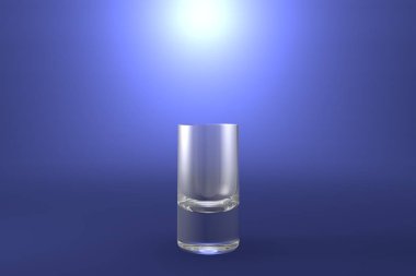 Cam cam içme açık mavi vurgulanan sanatsal renkli üzerinde - shot votka render, 3d çizim