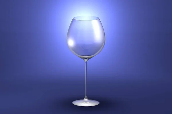 Rotweinglas Auf Hellblau Hervorgehobenem Künstlerischem Hintergrund Trinkglasrender Illustration — Stockfoto
