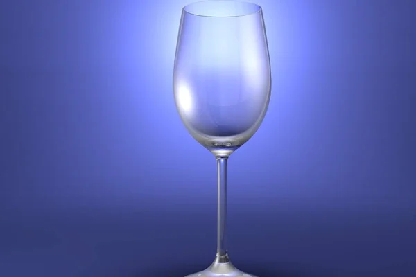 White Wine Glass Light Blue Highlighted Artistic Background Drinking Glass — Stock Photo, Image