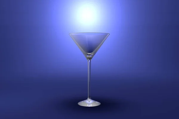 Martini Glass Light Blue Highlighted Artistic Background Drinking Glass Render — Stock Photo, Image