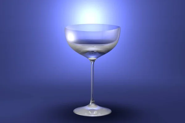 Coupe Mousserande Vin Glas Ljusblå Markerade Konstnärliga Bakgrund Dricksglas Återge — Stockfoto
