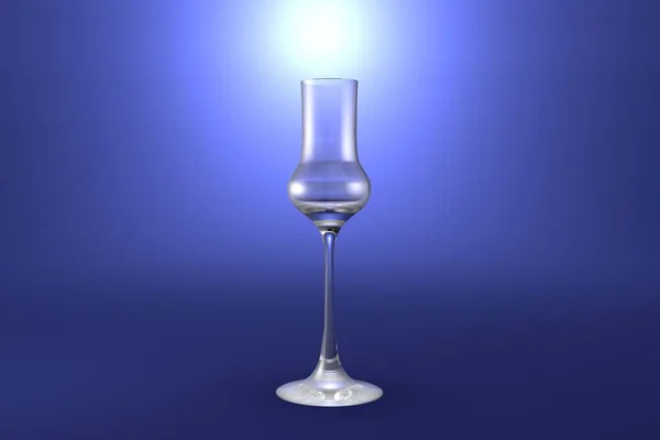 Grappa Glas Auf Hellblau Unterstrichen Künstlerischen Hintergrund Trinkglas Render Illustration — Stockfoto