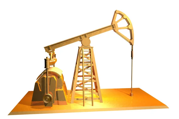 Industrielle Illustration Isolierte Goldölquelle Auf Weißem Hintergrund Illustration — Stockfoto