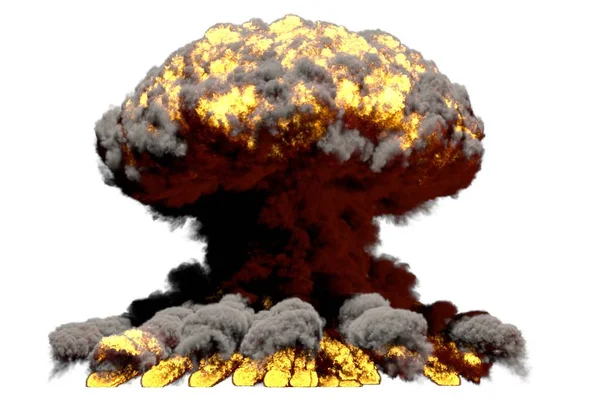 Huge Fire Mushroom Cloud Explosion Smoke Flames Looks Nuclear Bomb — Stock Photo, Image