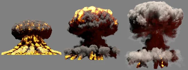 Grandes Fases Diferentes Fuego Nube Hongos Explosión Bomba Atómica Con — Foto de Stock