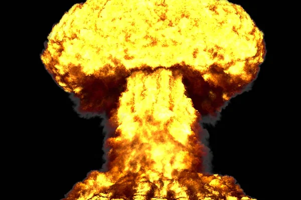 büyük son derece detaylı mantar bulut duman ile patlama ve termonükleer bomba ya da herhangi bir diğer büyük patlayıcılar siyah - patlama 3d illüstrasyon izole gibi yangın