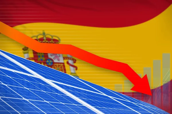 Spain Solar Energy Power Lowering Chart Arrow Environmental Energy Industrial — Stock Photo, Image