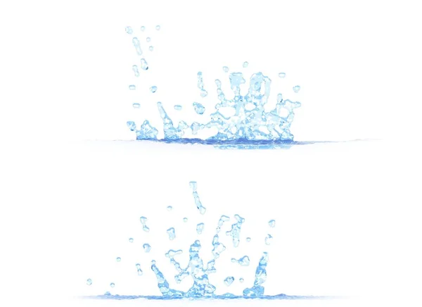 Dos Vistas Laterales Salpicadura Agua Agradable Ilustración Maqueta Aislada Blanco —  Fotos de Stock