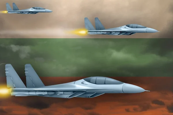 Болгарія Авіаудару Концепції Сучасній Війні Літаки Напасти Фоні Прапор Болгарії — стокове фото