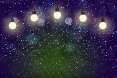 Kıvılcımlar saçan parlak soyut arkaplan ampulleri - içeriğiniz için boş alanı olan tatil modeli dokusu