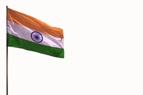 Fluttering India Flag Isolated Mockup Place Your Text White Background — Stock Photo, Image