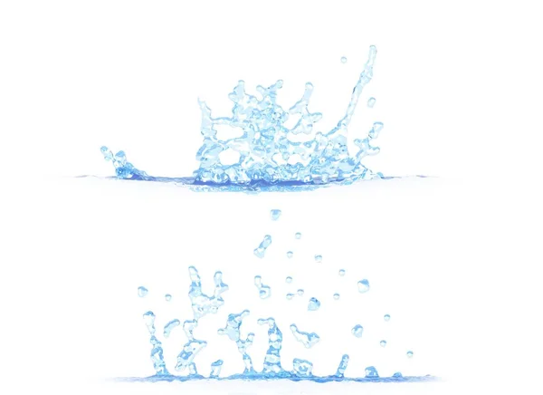 Two Side Views Pretty Water Splash Illustration Mockup Isolated White — Stock Photo, Image