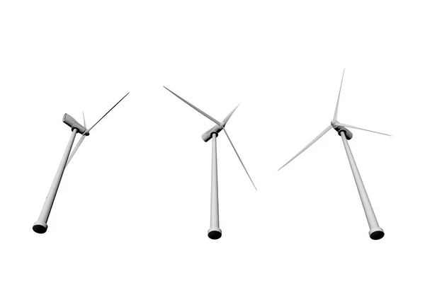 Szélmalmok Nézd Alsó Elszigetelt Fehér Background Wind Power Ipari Illusztráció — Stock Fotó