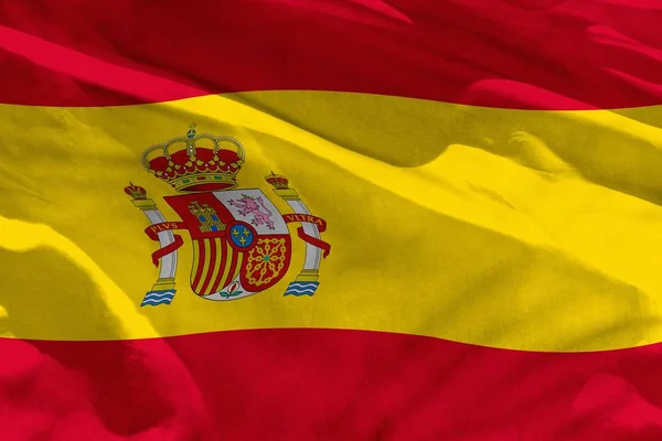 Fluttering Spain Flag Using Texture Background Flag Waving Wind — Stock Photo, Image