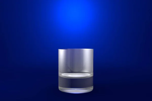 Altmodisches Whiskeyglas Auf Blauem Hintergrund Trinkglasrender Illustration — Stockfoto