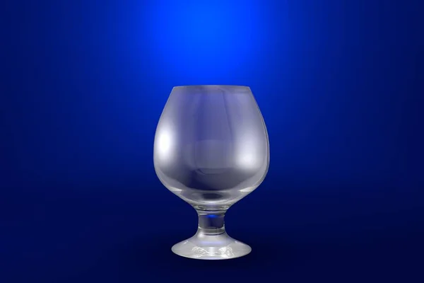 Verre Calice Cognac Sur Fond Bleu Vif Verre Boire Rendu — Photo