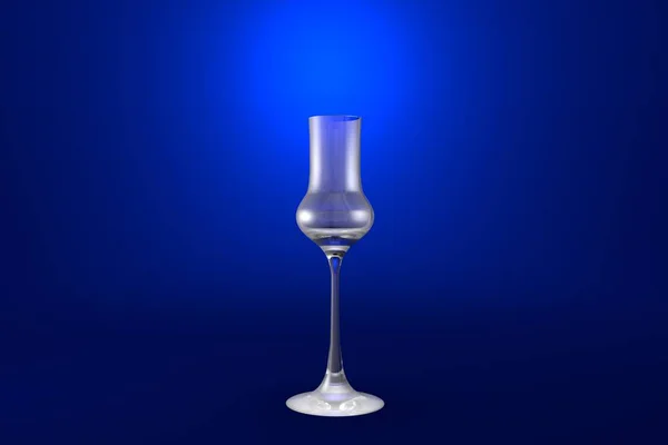 Grappa Glas Auf Blauem Hintergrund Trinkglasrender Illustration — Stockfoto
