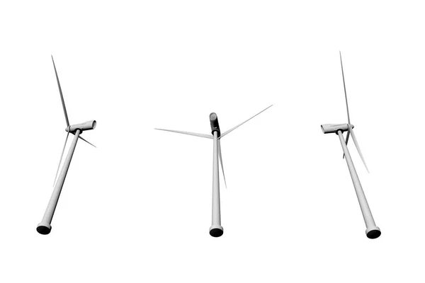 风电工业例证3风涡轮看法从被隔绝的底部在白色背景 — 图库照片