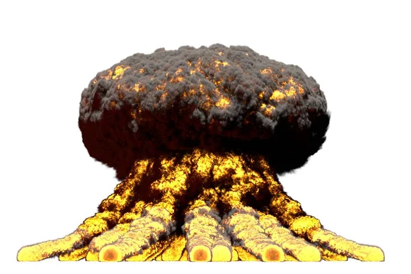 Gran Explosión Nube Hongos Fuego Con Humo Llamas Parece Una — Foto de Stock