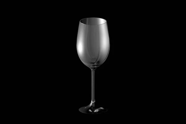 Copo Vinho Branco Isolado Preto Beber Renderização Vidro Ilustração — Fotografia de Stock