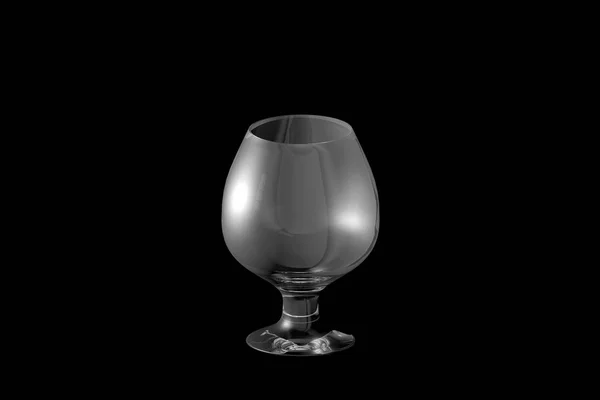 Verre Calice Cognac Isolé Sur Noir Verre Boire Rendu Illustration — Photo