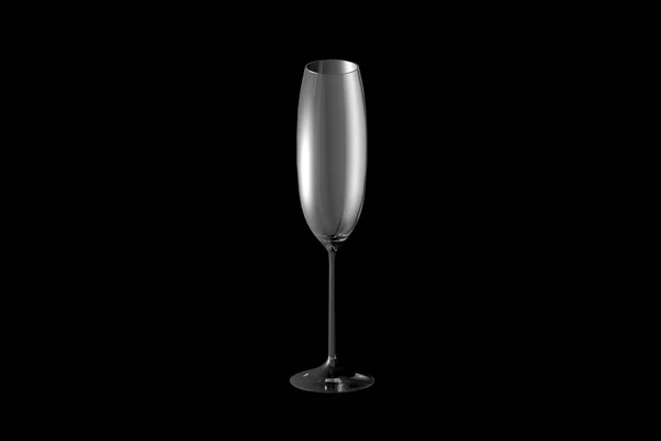 Flöjt Champagne Glas Isolerade Svart Dricksglas Återge Illustration — Stockfoto