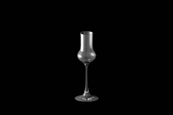 Grappaglas Isoliert Auf Schwarz Trinkglasrender Illustration — Stockfoto