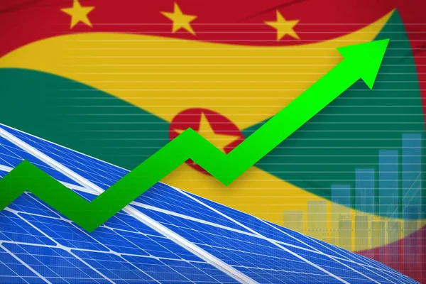 Grafico Crescente Dell Energia Solare Grenada Freccia Alto Illustrazione Industriale — Foto Stock