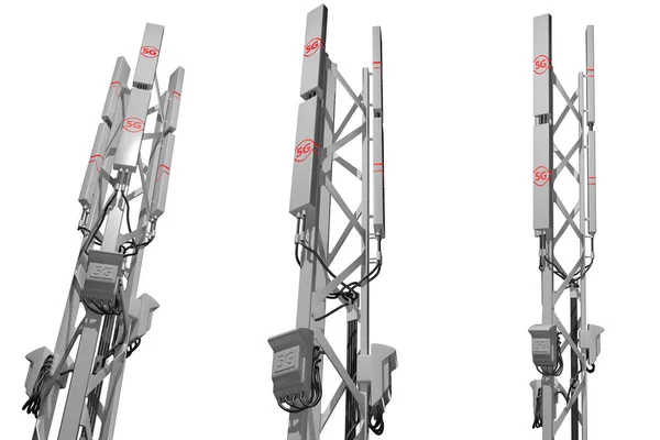 Digitale Industrielle Illustration Von Großen Mobilfunkmasten Oder Masten Isoliert Auf — Stockfoto