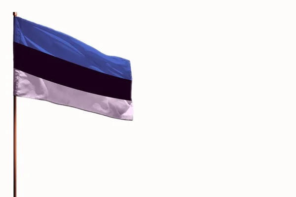 Ondeando Bandera Estonia Aislada Maqueta Con Lugar Para Texto Sobre — Foto de Stock
