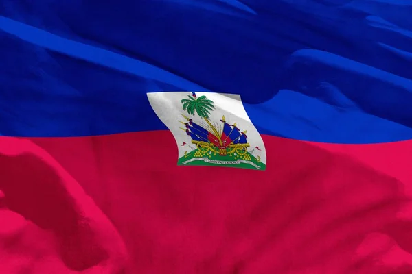 Κυματίζει Σημαία Αϊτή Για Χρήση Υφή Φόντο Σημαία Κυματίζει Στον — Φωτογραφία Αρχείου
