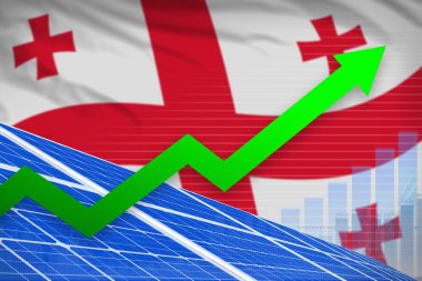 Georgia güneş enerjisi güç yükseliyor grafik yukarı - çevre Enerji sanayi illüstrasyon ok. 3D çizim