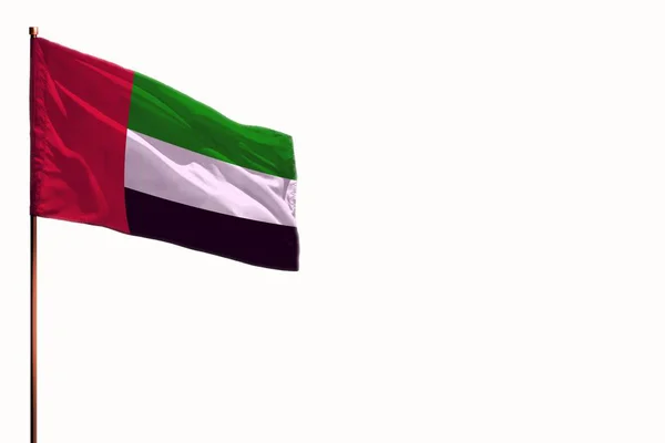 Размахивание Флагом Объединенных Арабских Эмиратов Макет Местом Текста Белом Фоне — стоковое фото