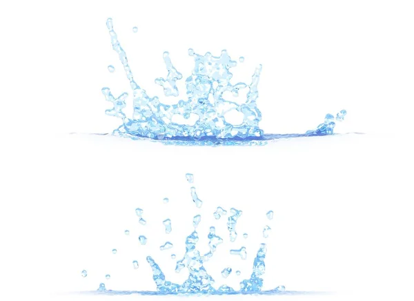 Zwei Seitenansichten Des Kühlen Wasserspritzens Illustration Mockup Isoliert Auf Weiß — Stockfoto