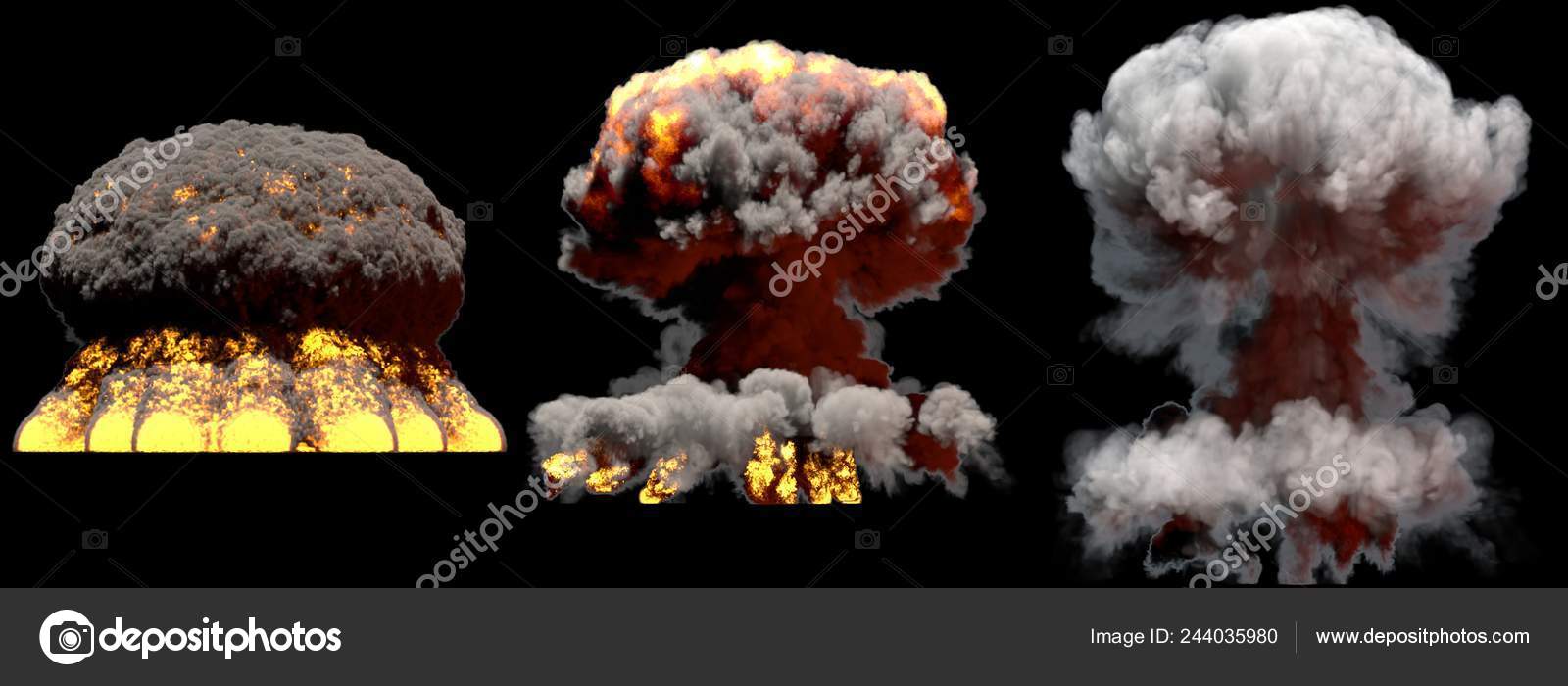 Enormes Fases Diferentes Fogo Cogumelo Nuvem Explosão Bomba Nuclear Com —  Foto © Anton_Medvedev #244035980, image size:1600x700