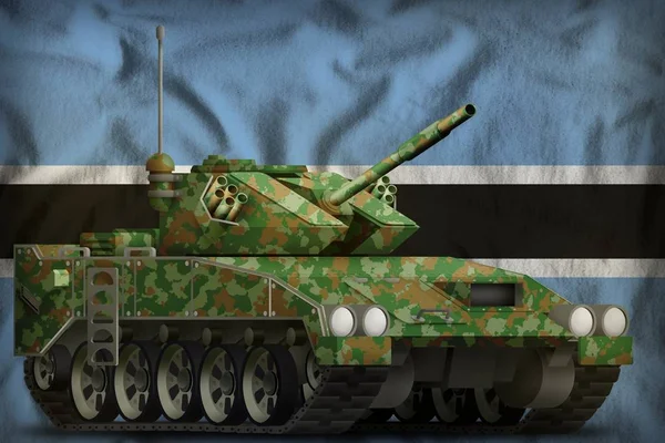 Lehký Tank Apc Letní Kamufláž Pozadí Vlajka Botswany Obrázek — Stock fotografie
