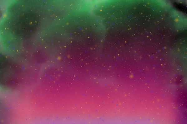 Yeşil Alan Yıldız Renkli Arka Plan Ile Kıvılcım Fantezi Bulutlar — Stok fotoğraf