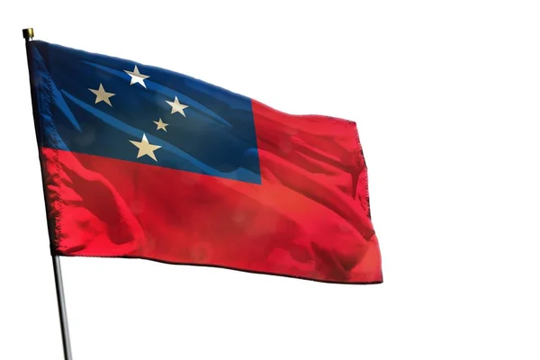 Vlající Vlajka Samoy Izolovaných Bílém Pozadí — Stock fotografie