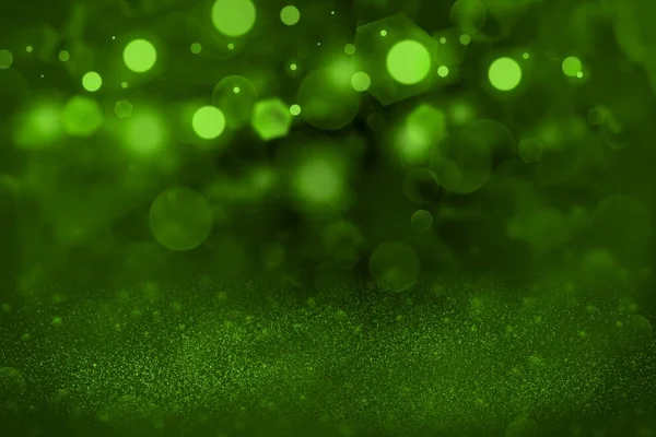 Verde Fantástico Brilhando Abstrato Fundo Brilho Luzes Desfocado Bokeh Feriado — Fotografia de Stock