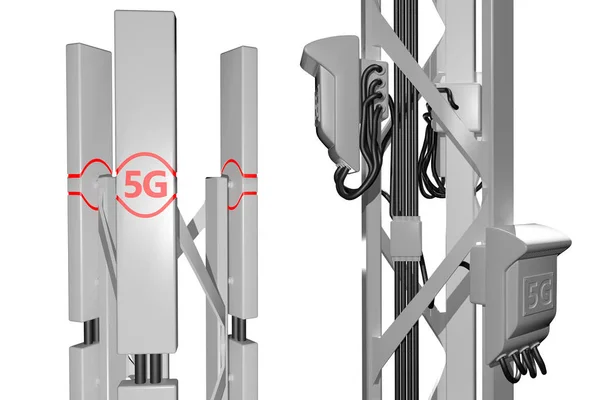 Riesiger Mobilfunkmast Oder Mast Isoliert Auf Weiß Digitale Industrielle Illustration — Stockfoto