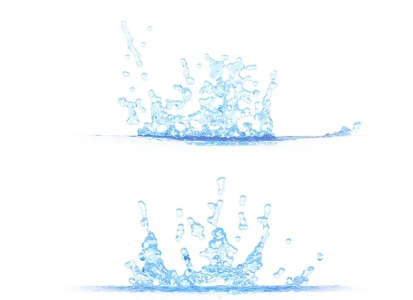 Two Side Views Cool Water Splash Illustration Mockup Isolated White — Stock Photo, Image