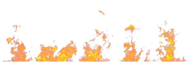 真正的火焰隔离在白色背景。在白色的5个火焰的模拟. — 图库照片
